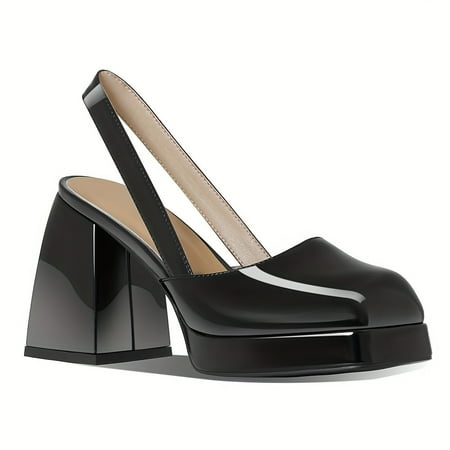 

NAYUKA Platform Slingback Square Toe Chunky Heels Sandals Ankle Pumps Block Heel Summer Sandals Chunky Heel Party Shoes