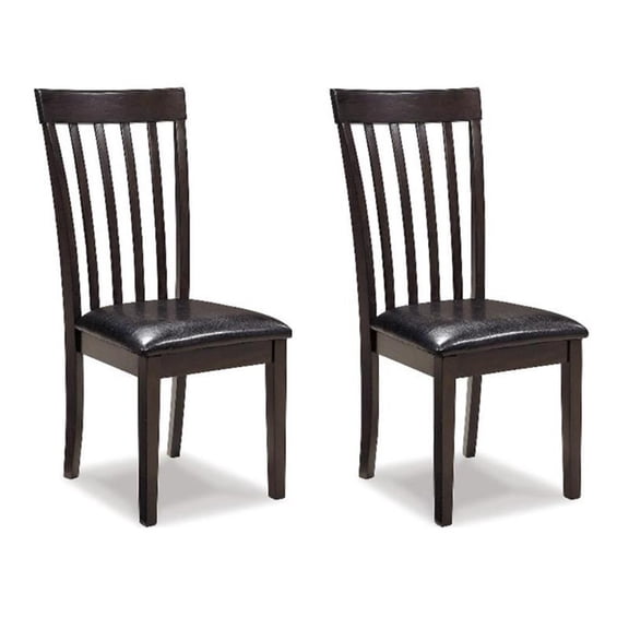 Bowery Hill Contemporary Set of 2 Faux Leather Side Chairs in Dark Brown