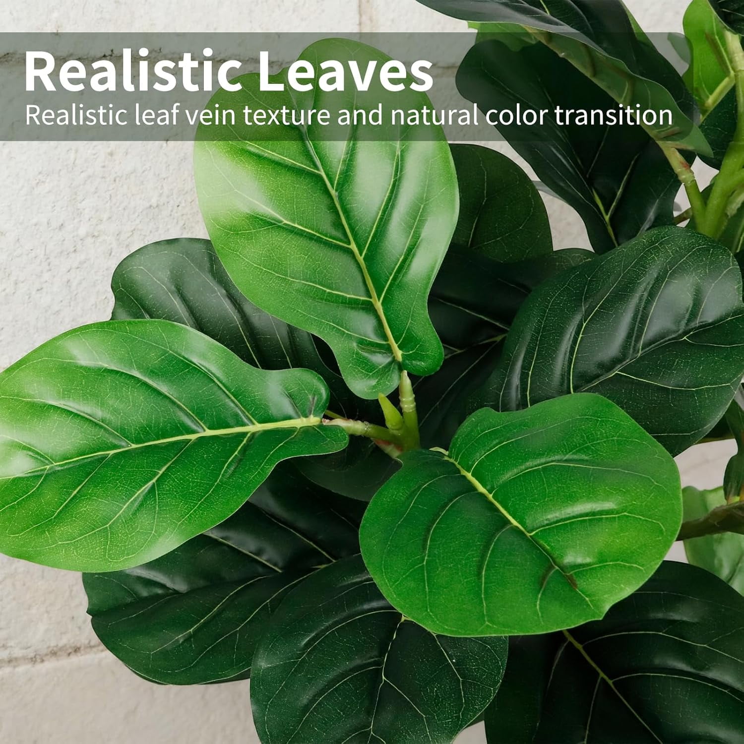 5FT Artificial Fiddle Leaf Fig Tree with White Planter & Fake Moss, Realistic Faux Ficus Lyrata Floor Plant for Indoor Home Office Decor, Housewarming Gift