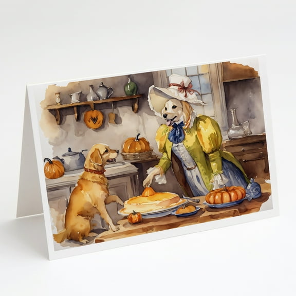 Yellow Lab Fall Kitchen Pumpkins Greeting Cards and Envelopes Pack of 8 7 in x 5 in