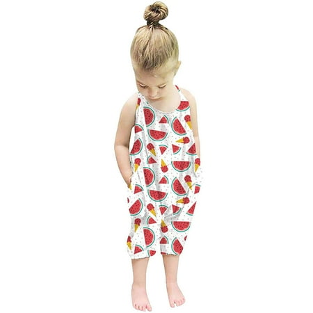 

RPVATI Baby Girls Floral Printed Sleeveless Cotton Romper Infant Summer Romper Backless Strap Jumpsuit