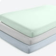 thumbnail image 1 of Sábanas Ajustables Bare Home Paquete de 3 Colección Premium 1800 Ultra Suaves para Cuna Azul Cielo Menta Primaveral Gris Nube, 1 of 7