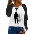 thumbnail image 2 of Pntutb Mujer Moda Cuello Redondo Cómodo Estampado Suelto Camiseta Manga Larga Blusa Casual tops Encaje Pntutb Pntutb-1321, 2 of 4
