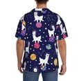 thumbnail image 5 of Naloa Lama in Space Men's Loose Fit Cuban Collar Short-Sleeve Shirt with Button-down and Chest Pocket for Everyday Wear Outings - 3X-Large, 5 of 7