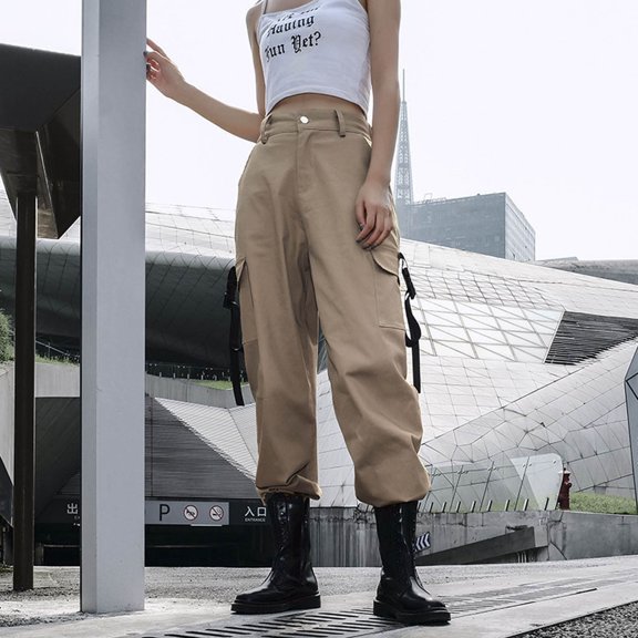 Dqueduo Cargo Pants Women Fashion Joggers Loose Streetwear High Waist Cargo Pants Trousers Gifts for Women