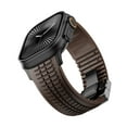 thumbnail image 4 of Silicone Watch Band Compatible with Apple Watch 42(Series 1/2/3)/44/45/46/49mm, Stainless Steel Black Color Metal Folding Clasp, for iWatch Series 10 9 8 7 6 5 4 3 2 1 SE Ultra, Coffee, 4 of 7