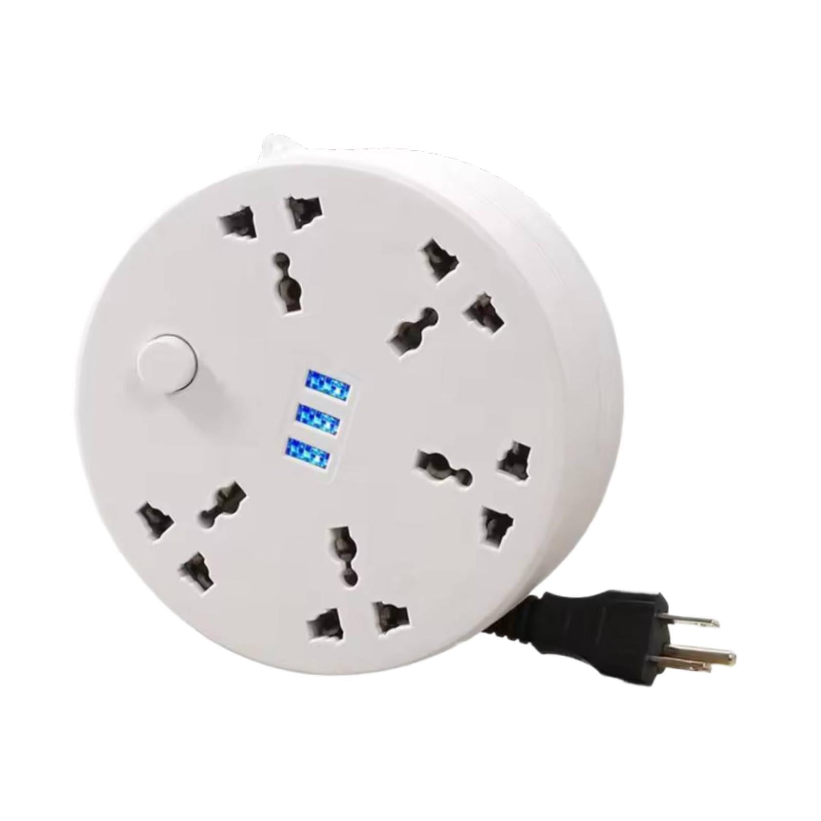 Power Strip Extension Board Extension Cord with Retractable 2 Meter Cord for Home Office Desk and Bedroom