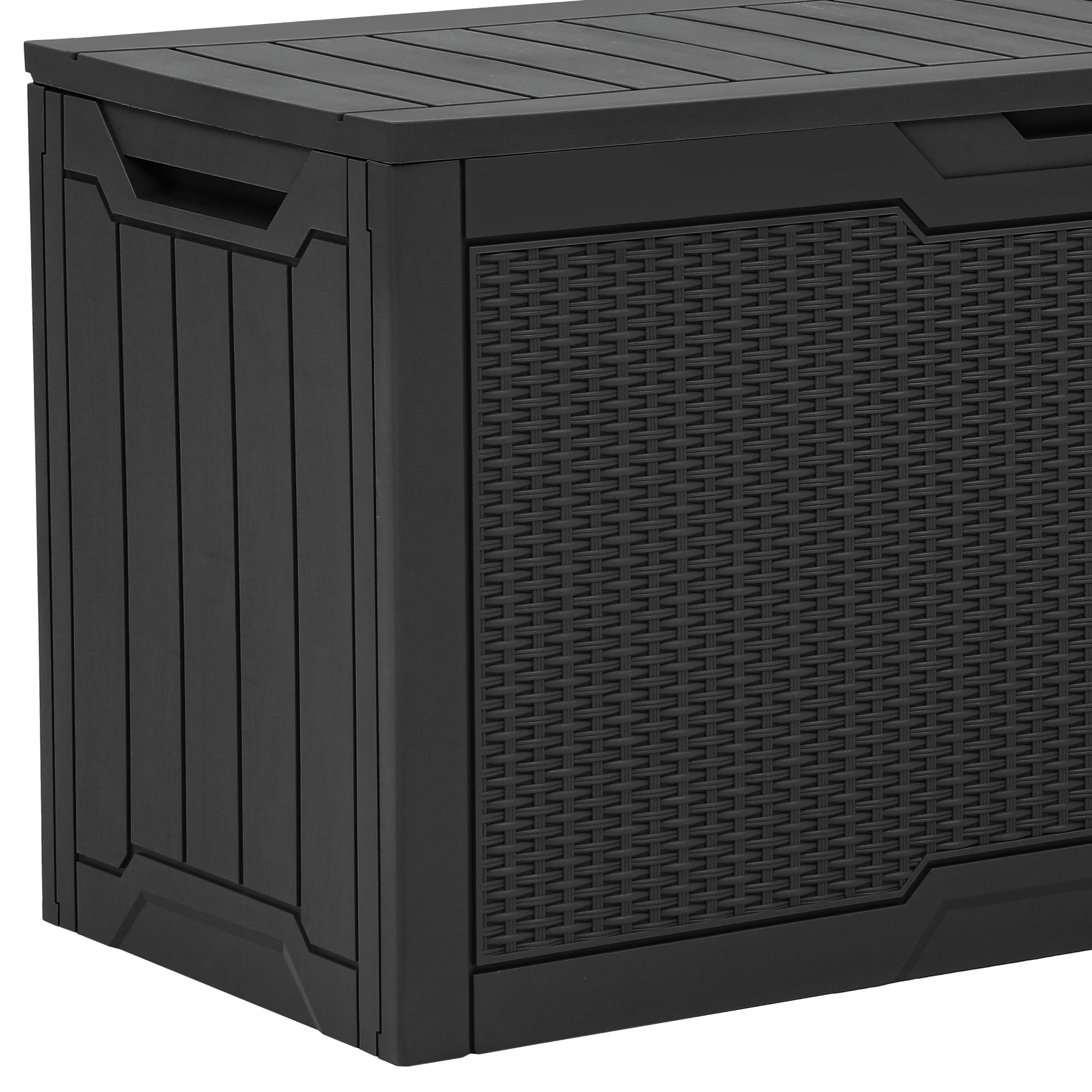 Uforic 80 Gallon Resin Deck Box,Outdoor Storage Box with Lockable lid for Patio Furniture, Waterproof,Black