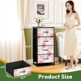 thumbnail image 3 of Kanworse 4 Drawer Fabric Dresser for Bedroom Pink Watercolor Cherries Ribbon Bow Chests of Drawers for Closet Organizers Storage, 3 of 8