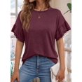 thumbnail image 5 of Womens Short Sleeve Tops Dark Red XXL, 5 of 7