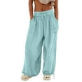 thumbnail image 2 of Womens High Waist Wide Leg Pants Casual Beach Loose Baggy Harem Pants With Pockets, 2 of 9