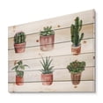 thumbnail image 2 of Designart 'Cactus and Succulents In A Clay Pot ' Botanical Print on Natural Pine Wood, 2 of 5