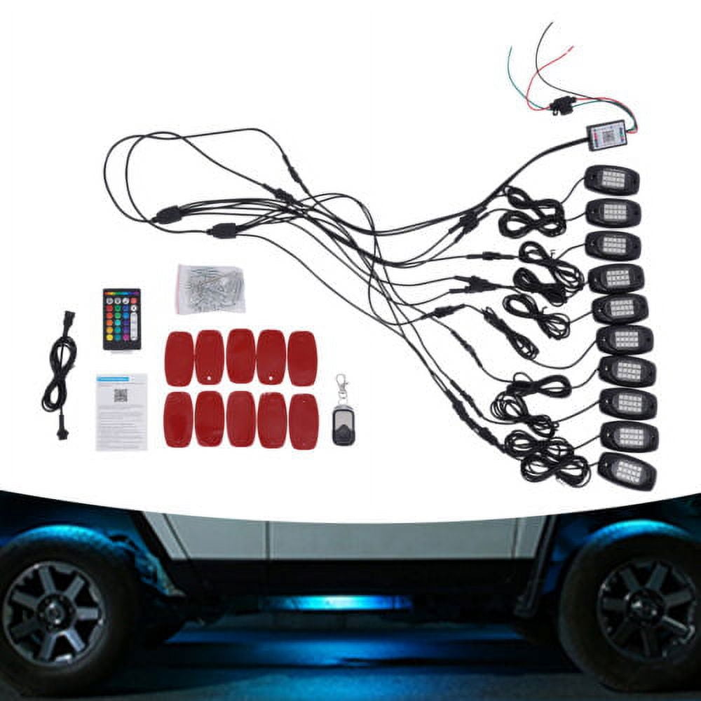 Universal LED Rock Light 16 Million Colors Adjustable Waterproof 12V with Remote for Passenger Car, Motorcycle, ATV, SUV, UTV, Truck, Boat