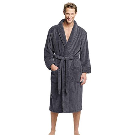 Robe Footwear - Hanes Classics Big and Tall Soft Touch Fleece Robe (Charcoal Grey 2/3T)