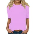 thumbnail image 2 of CFLVAEK Hauts à Manches 1/2 pour Femmes pour l'Été Chemise Décontractée Unie T-Shirts Basiques Col Rond, 2 of 5