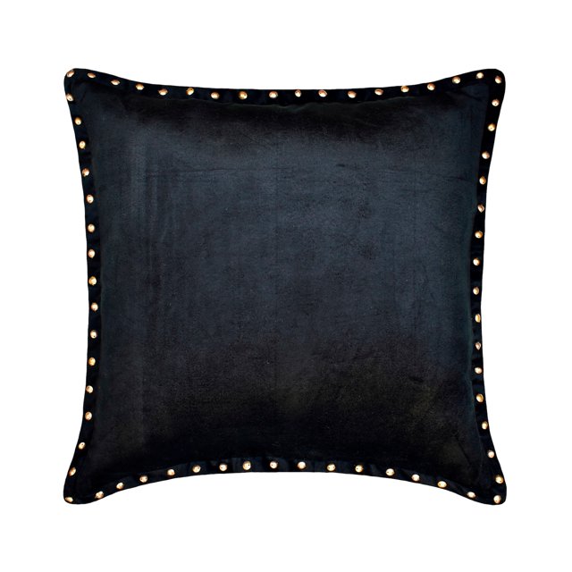 The HomeCentric Decorative Black Pack of 2, 16"x16" (40x40 cm) Throw Pillows, Velvet Border & Sequins Throw Pillows For Couch, Solid Color Pattern Modern Style Easter - Blagden