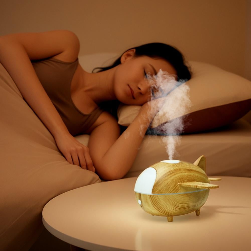 Airplane-Shaped Humidifier with LED Lights and Remote Control, Ultrasonic Aromatherapy Diffuser for Home and Office Decor