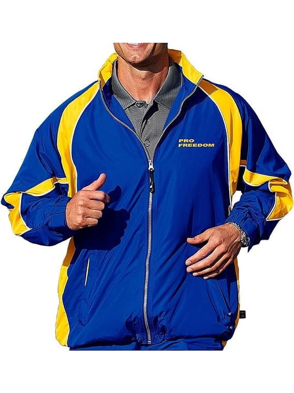 Men's Pro Freedom Warm Up Jacket (Large, Royal & Gold)