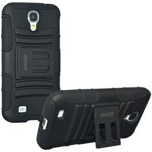 Ski Soft Shell ShockProof Dual Layer Case Soft Silicone Skin Hard Shell Stand Cover for Samsung Galaxy S4, Samsung GALAXY S4 R970C I9500 L720 I545 - Black ()