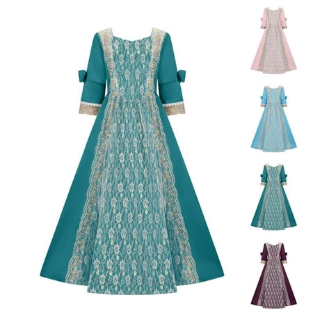VEKDONE 2025 Clearance Plus Size Peasant Dress for Women Vinatge Medieval Renaissance Costumes Dresses with Corset Mint Green L