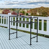 Diwhy Bar Table Height 40.2" Two-Layer Table with Black Pipe Frame Rectangular Pub Table for Indoor & Outdoor Use, Marbling Pattern Iron Table top, Coffee Table, Black