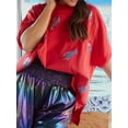 thumbnail image 3 of Michellecmm  Women T-shirt, Crew Neck Short Sleeve Sequined Lobster Summer Tops, 3 of 4