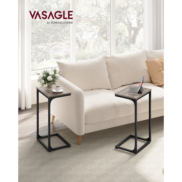 VASAGLE C-Shaped End Table, Set of 2, Side Table for Sofa, Couch Table ...