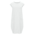 thumbnail image 3 of AherBiu Robe d'Été pour Femmes à Manches Cap, Ample et Décontractée, T-Shirt Basique, Robe Midi de Détente avec Poches, 3 of 6