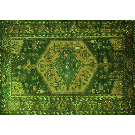 Ahgly Company Indoor Rectangle Persian Green Traditional Area Rugs, 5' x 7'