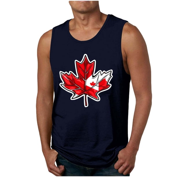 Hombres Hojas de Arce Impresión Gimnasio Hogar Usar Pijamas Color Algodón Color Sólido Cuello Redondo Camiseta