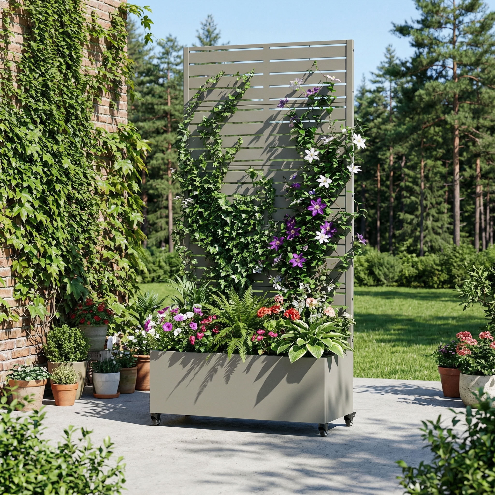 MAYEERTY 72*35in Outdoor Metal Planter Box, Poolside Patio Planter Box, Outdoor Raised Planter for Balcony, Garden, Backyard
