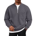 thumbnail image 2 of Trgacdwlo Mens Quarter Zip Fleece Sweatshirt Fuzzy Long Sleeve Mens Pullover Sweatshirt Solid Color Fall Winter Warm Workout Sweatshirts for Men with Pocket XL, 2 of 6