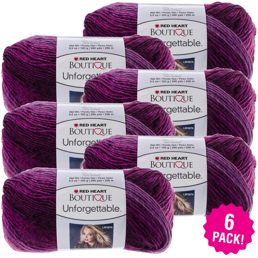 Red Heart Boutique Yarn Petunia, Multipack of 6