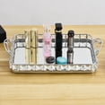 thumbnail image 2 of Espejo de Lujo Crystal Vanity Perfume Bandeja Baño Bandeja Decorativa Dorada , plata Soledad bandeja con base de espejo de cristal, 2 of 7