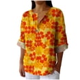 thumbnail image 2 of Qepwscx Pluse Size Women's Long-Sleeve V-Neck T-Shirt, Floral Print Blouse Going Out Tops Floral Graphic Loose Fits Tshirts Sweatshirt Spring Fall Tops for Women L_XXXXXL, 2 of 5