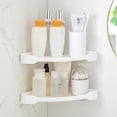 thumbnail image 4 of Bathroom Corner Shelf Storage Rack, No-Drill Peel and Stick Adhesive Triangular Caddy for Shower, White Plastic, 1-Piece, Waterproof, Draining Design, 4 of 6