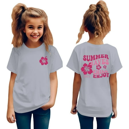 

XNHOU Toddler Spring Comfort T-Shirts Graphic Retro 90s Flower Letter Print Crewneck Short Sleeve Summer Trendy Funny Girls Boys Clothes Fall Holiday Tops 2-3 Years