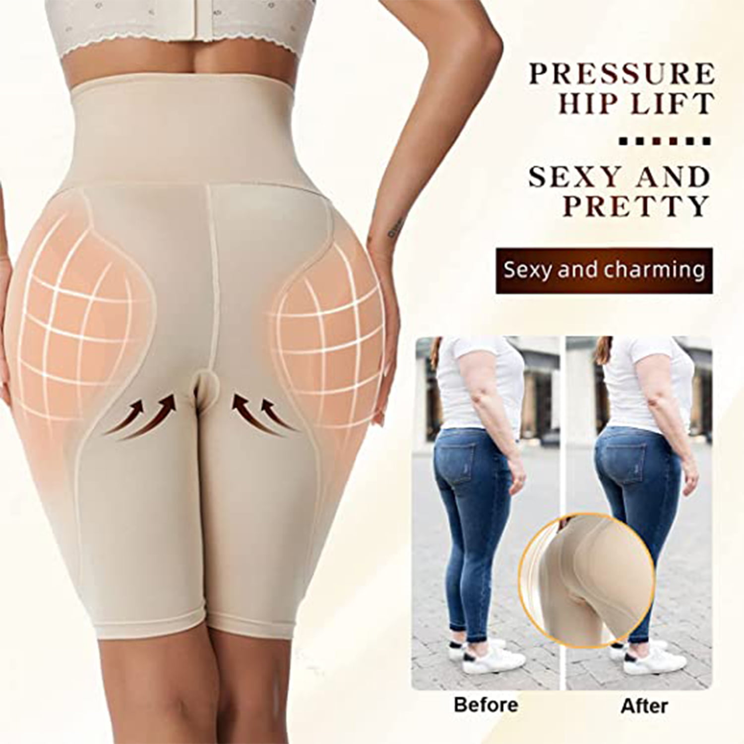 Women's corset waist tightening wear hip-lifting crotch pants fake butt  sponge mat butt-lift underwear hip-shaping underwear