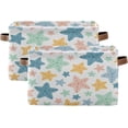 thumbnail image 2 of Coolnut Colorful Cartoon Starfish Large Square Storage Basket Bin with Handles 2PCS, Foldable Multi Functional Closet Storage Box Shelf Basket for Storing Toys, Books and Clothes Decor Gifts, 2 of 7