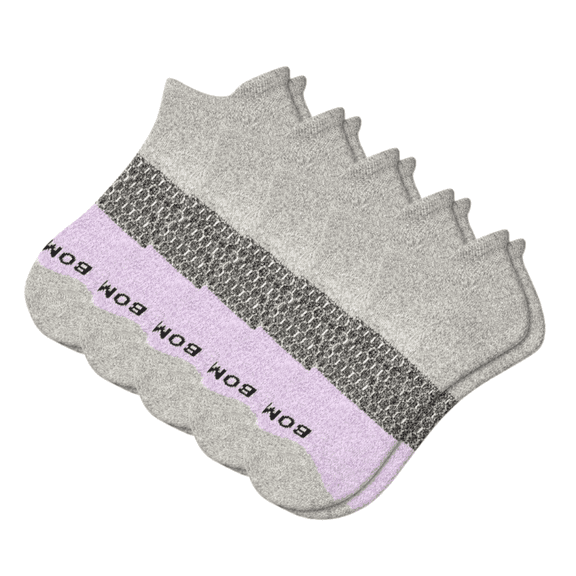 5 Pairs Bombas Women's All-Purpose Ankle Socks, Wisteria/Grey, Size Small
