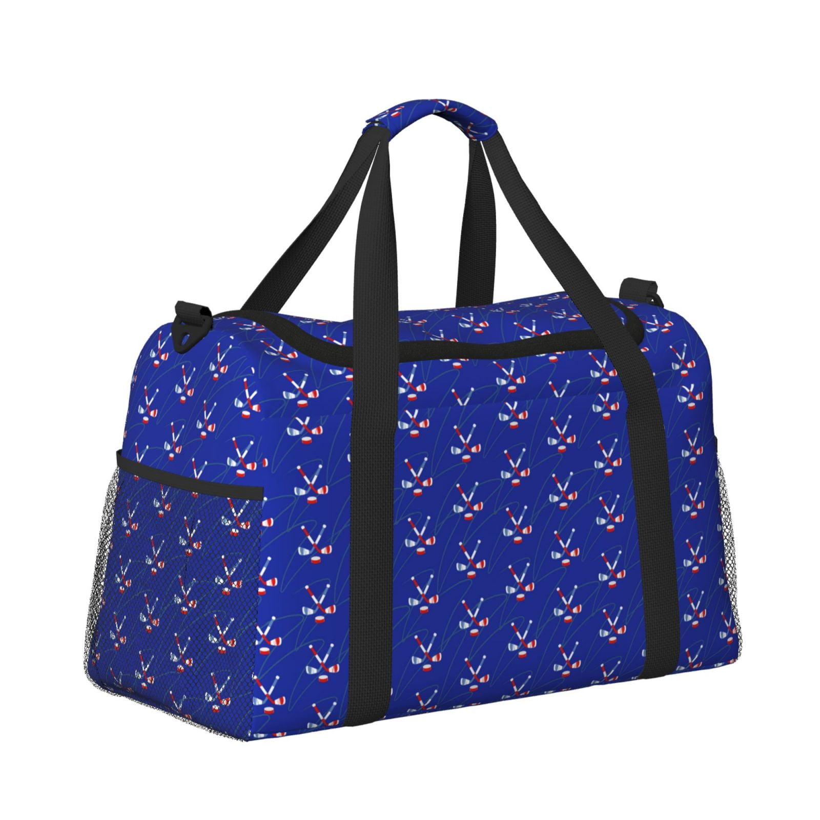 Fuzoiu Hockey Print Travel Duffle Bag,Carry On Tote Bags,Duffel Bag,Sport Gym Bag, Hospital Bag for Labor and Delivery, Overnight Bag,Luggage Bag