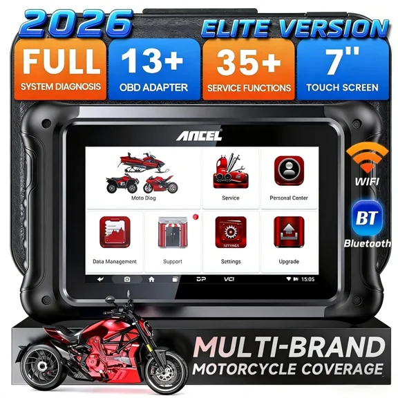 ANCEL MT700 Motorcycle Diagnostic Scanner Motorcycle All Systems Scan Tool OBD Motorbike Scanner Motor Car Code Reader Fits for BMW,Yamaha,Suzuki,Ducati,BRP,Harley,Benelli,Honda,OBD2 Auto Scanner