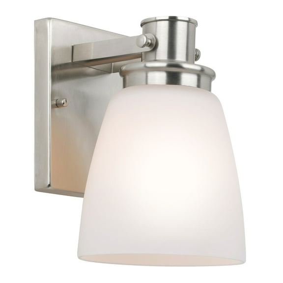 Design House Atkinson Transitional 1-Light Dimmable Satin Nickel Wall Sconce with Frosted Glass