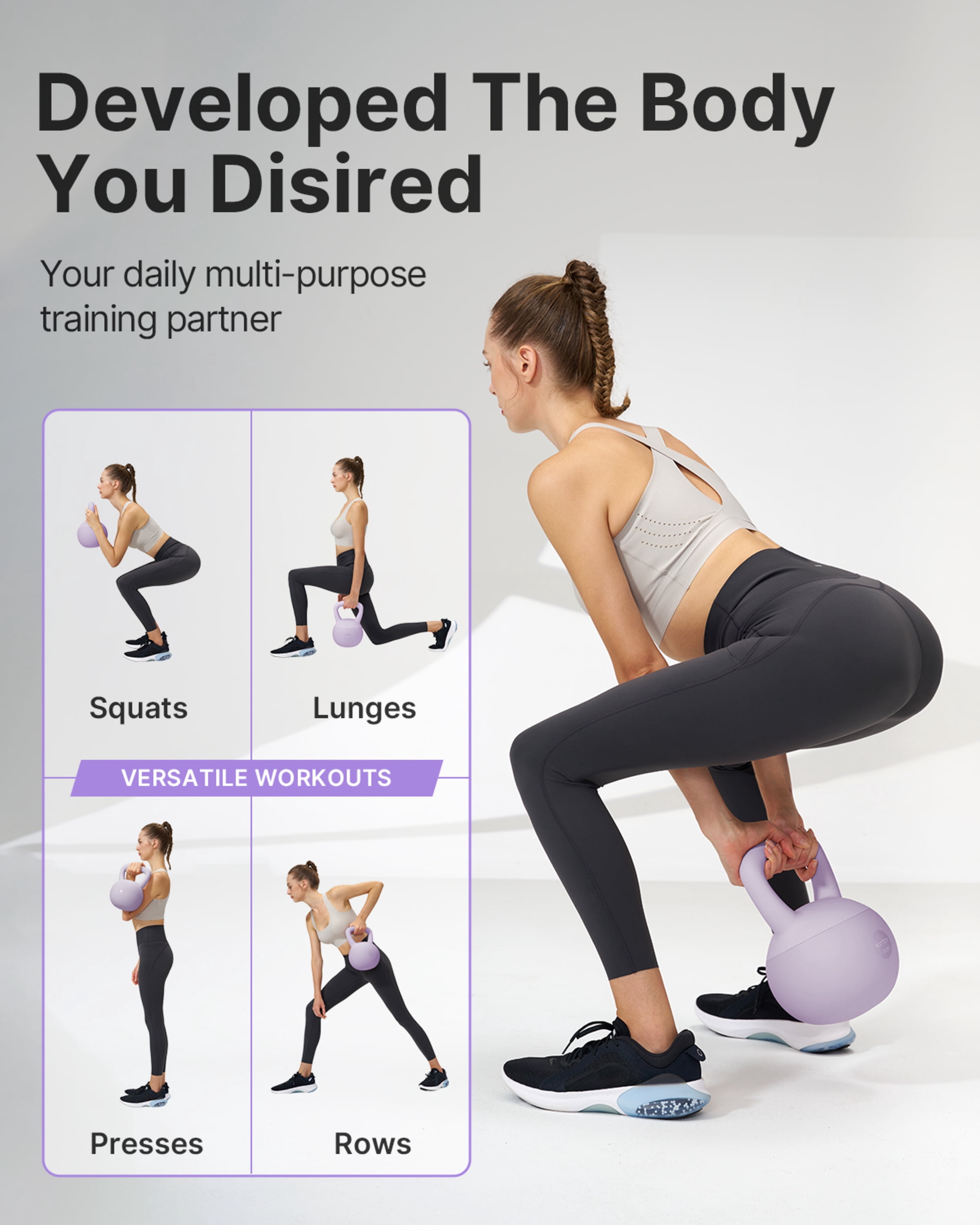 YOTTOY 20 lb Soft Kettlebell — Purple, Anti-Slip Grip,Weight for Home Workouts,Safety Guaranteed