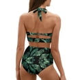 thumbnail image 2 of Suhoaziia Swimsuit Women Tankinis Sets Banana Leaves Comfortable Breathable Swimsuit Coverup V-Neck Halter Tie Back 2 Pack Bikini Underwear Bathing Suits Size M, 2 of 6