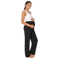 thumbnail image 7 of Abomasnow Womens Maternity Pants Over Belly High Waist Straight Leg Stretchy Pants Work Office Business Casual Pregnant Trousers with Pockets, 7 of 7