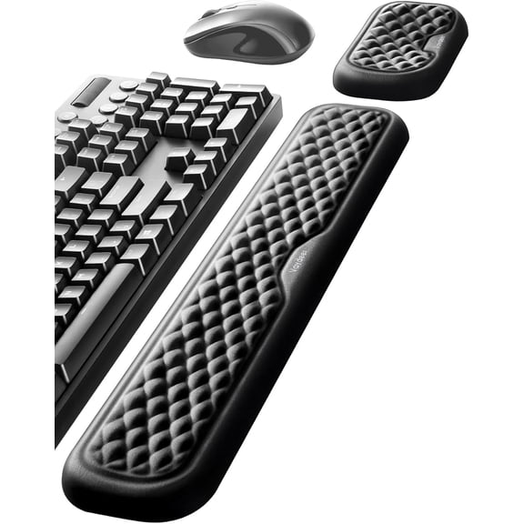 CHICAURA Ergonomic Memory Foam Keyboard and Mouse Wrist Rest Set 2 pieces Standard Black