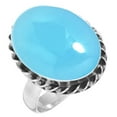 thumbnail image 1 of 925 Sterling Silver Ring For Women - Men Blue Chalcedony Gemstone Silver Ring Size 6.5 Handmade Silver Ring Size 6.5 Cocktail Party Gift For Wife 925 Silver Gemstone Jewelry, 1 of 5