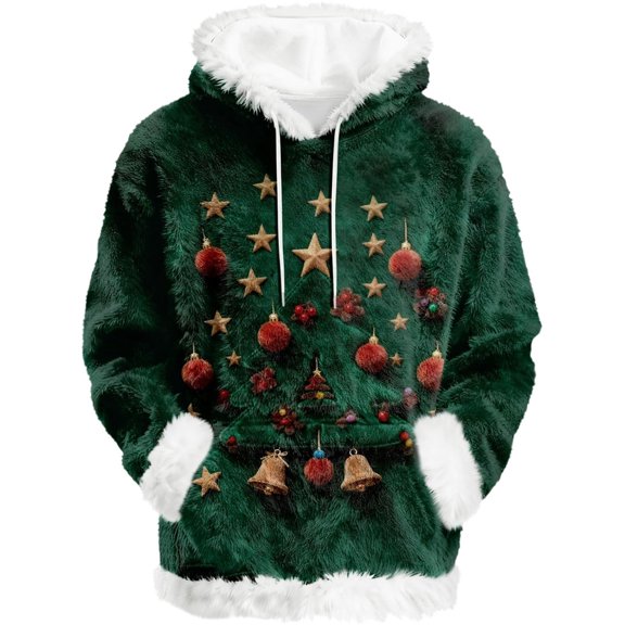Women's Christmas Sweatshirts Christmas Ornament Bell Star All Over Print Oversized Long Sleeve Crew Neck Hoodie Soft Winter Santa Pullover