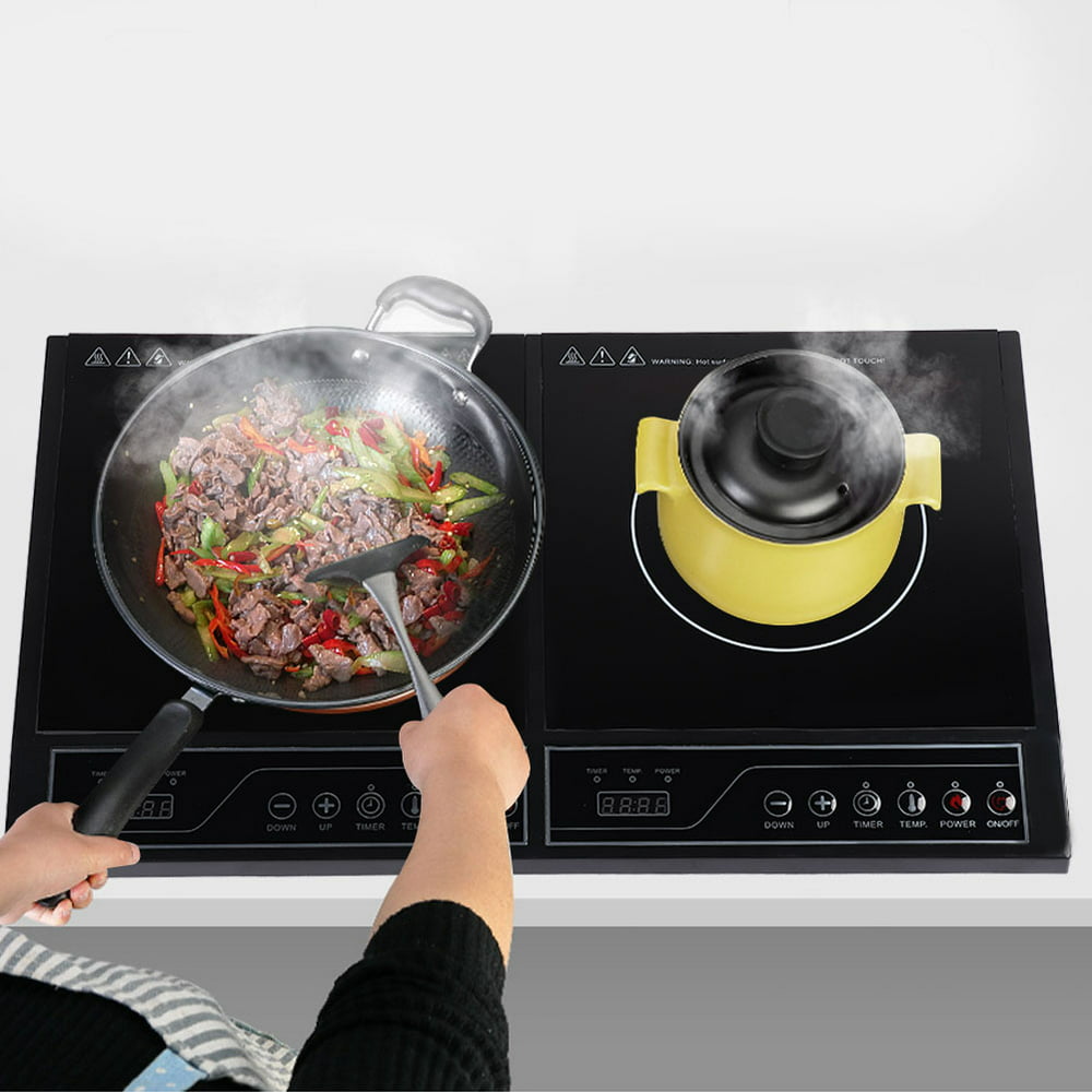 EECOO Electric Cooker,Electric Dual Induction Cooker Portable Cooktop Burner 2000W Temperature